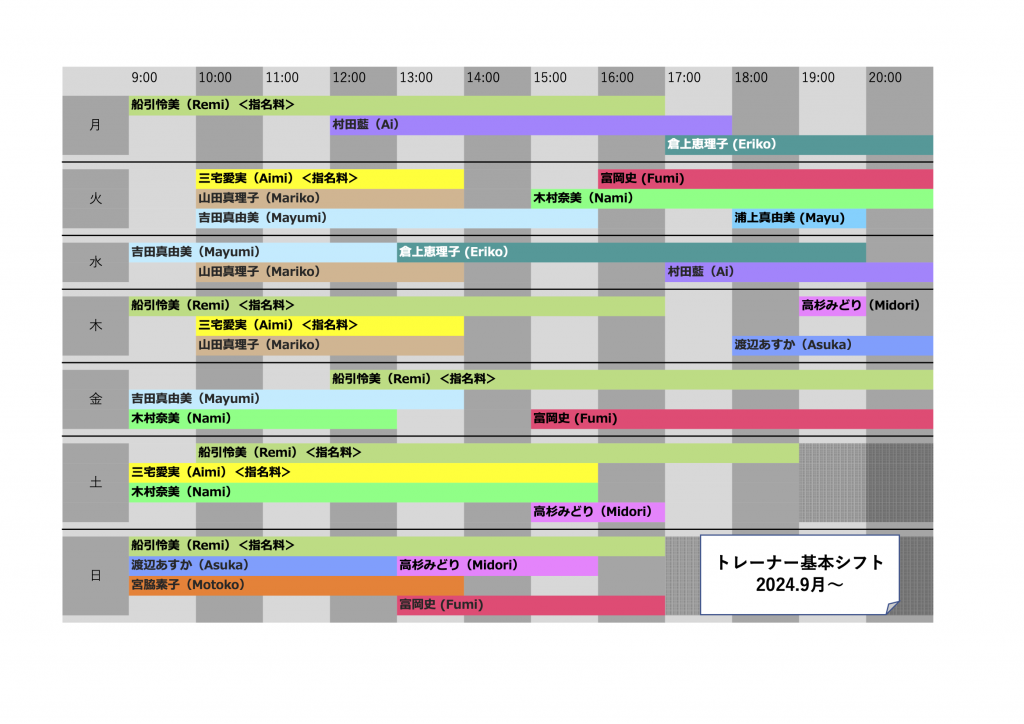 トレーナー基本シフト(202409)のコピー
