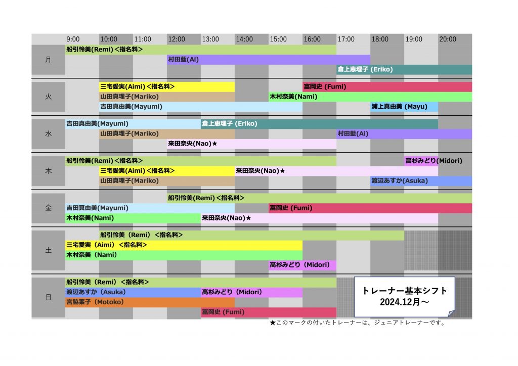 トレーナー基本シフト(202412)のコピー